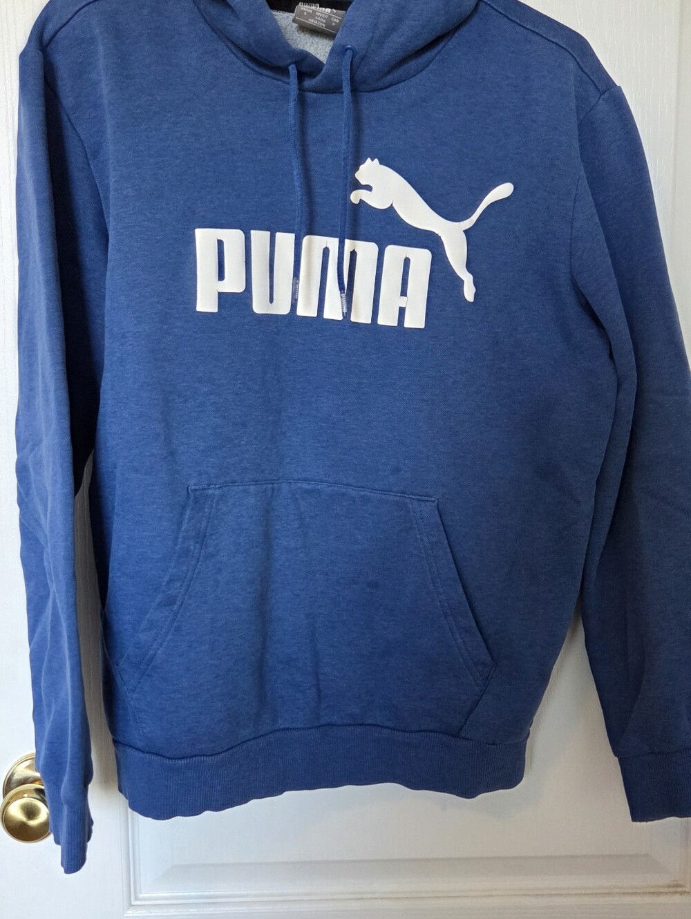 Puma Men's Royal Blue Crewneck Hoodie with White Logo